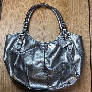 Coach Madison Abigail Metallic Silver Leather